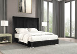 Twin Contemporary Black Fur Chenille Fabric Bed Frame