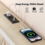 Full Full-Size Faux Leather Bed Frame With Charging Station - Omega Lifestyles