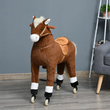 Plush Large Kids Ride-On Walking Horse With Wheels - Omega Lifestyles