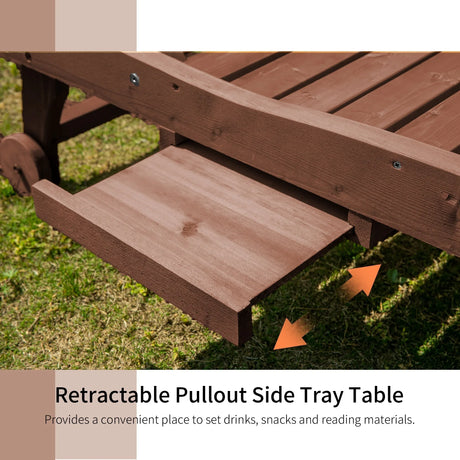 Wooden Outdoor Chaise Lounge Chair With Table Tray - Omega Lifestyles