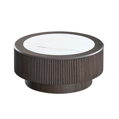 Modern Faux Marble Coffee Table Set With Pedestal - Sleep Galleria