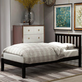 Twin Espresso Solid Wood Platform Bed With Headboard - Omega Lifestyles