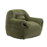 Faux Fur Comfy Bean Bag Chair With Back Support Green - Omega Lifestyles