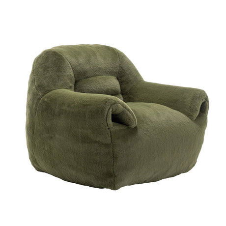 Faux Fur Comfy Bean Bag Chair With Back Support Green - Omega Lifestyles