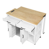 47-Inch Extendable Rubber Wood Veneer Kitchen Island - Omega Lifestyles