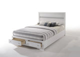 White Finish Low Profile Storage Queen Bed Frame - Omega Lifestyles