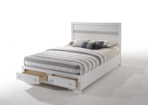 White Finish Low Profile Storage Queen Bed Frame - Omega Lifestyles