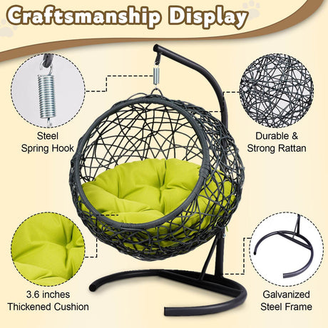 Indoor Green Cat Swing Bed With Stand And Cushion - Sleep Galleria