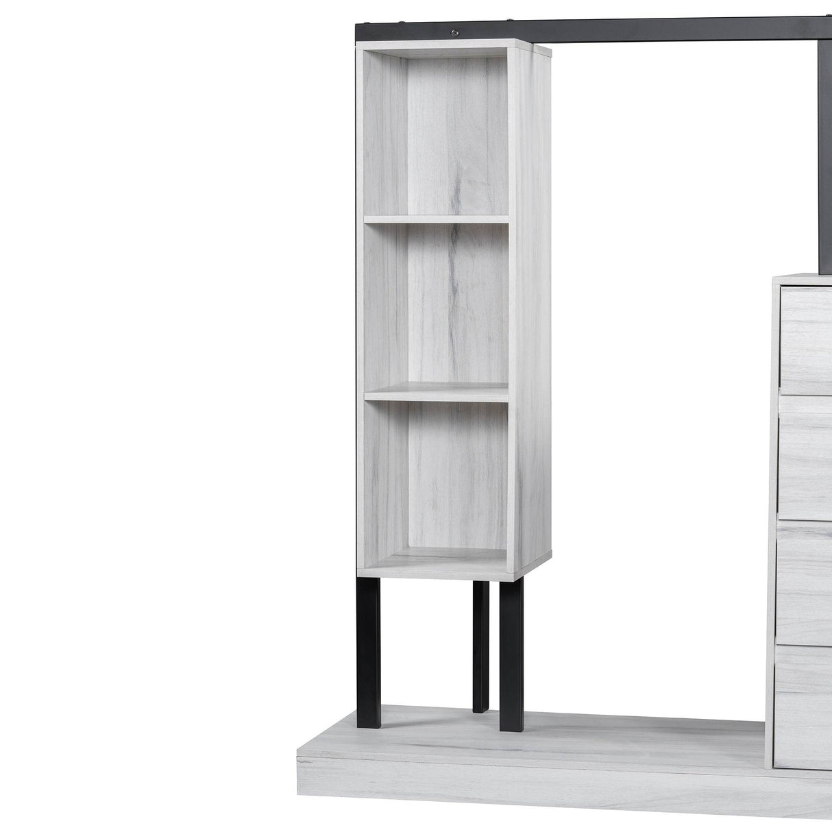 Wardrobe With Four Drawers Three Shelves MDF Metal - Omega Lifestyles