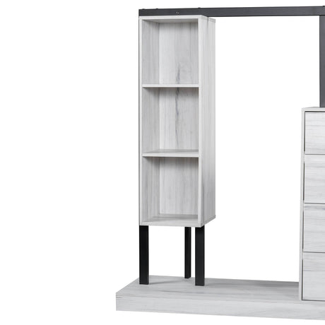 Wardrobe With Four Drawers Three Shelves MDF Metal - Omega Lifestyles