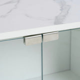 Modern App-Controlled LED Light White Marble TV Stand - Omega Lifestyles