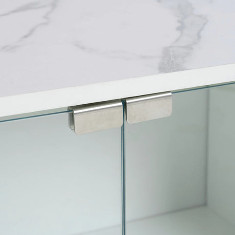 Modern App-Controlled LED Light White Marble TV Stand - Omega Lifestyles