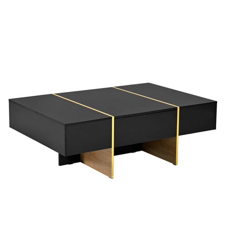 Minimalist High Gloss Black And Gold Coffee Table - Sleep Galleria