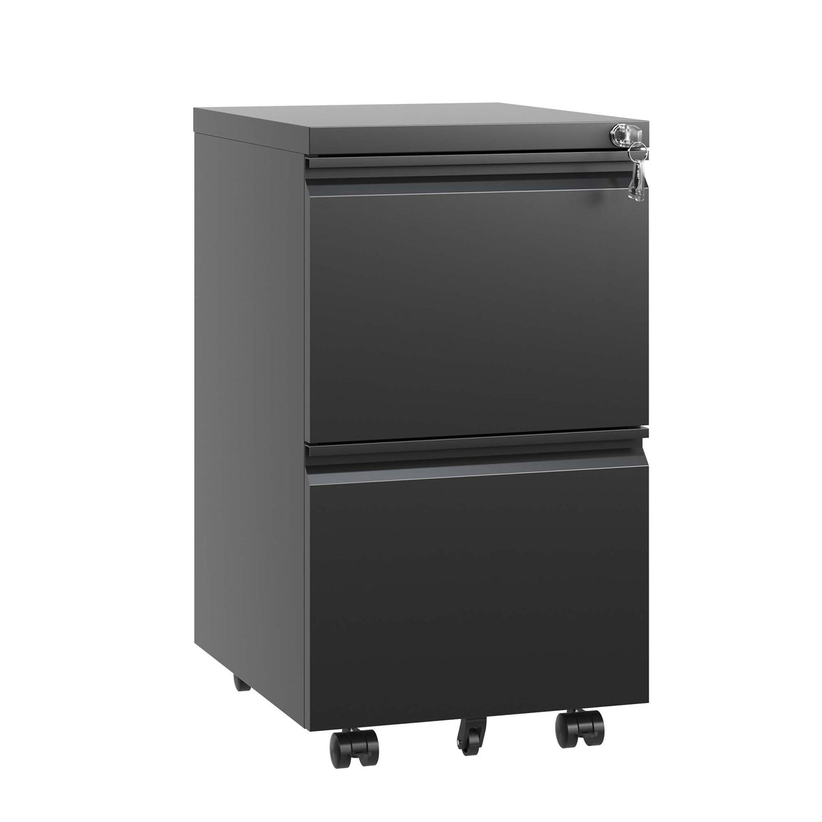Modern 2 Drawer Metal Locking Mobile File Cabinet