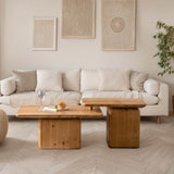 Vintage Style Natural Wood Grain Coffee Table Set Of 2 - Sleep Galleria