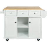 Kitchen Cart With Rubber Wood Drop-Leaf Countertop Storage - Omega Lifestyles