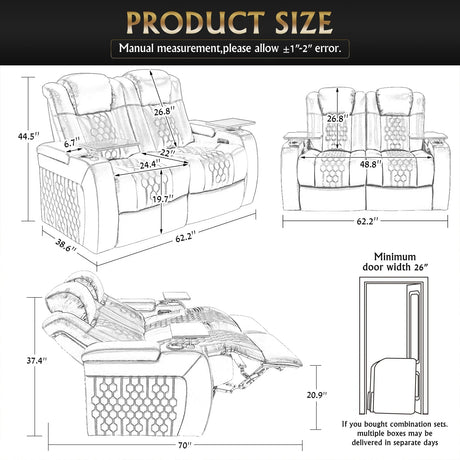 Top-Grain Nappa Leather Power Recliner With RGB Lighting - Omega Lifestyles