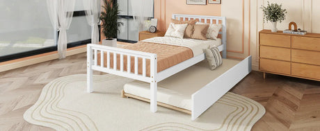 Twin Platform Bed Frame With Pull-Out Trundle - Omega Lifestyles