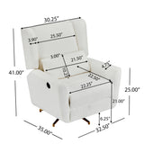 Boucle Upholstered Beige Power Recliner Chair With Swivel - Omega Lifestyles