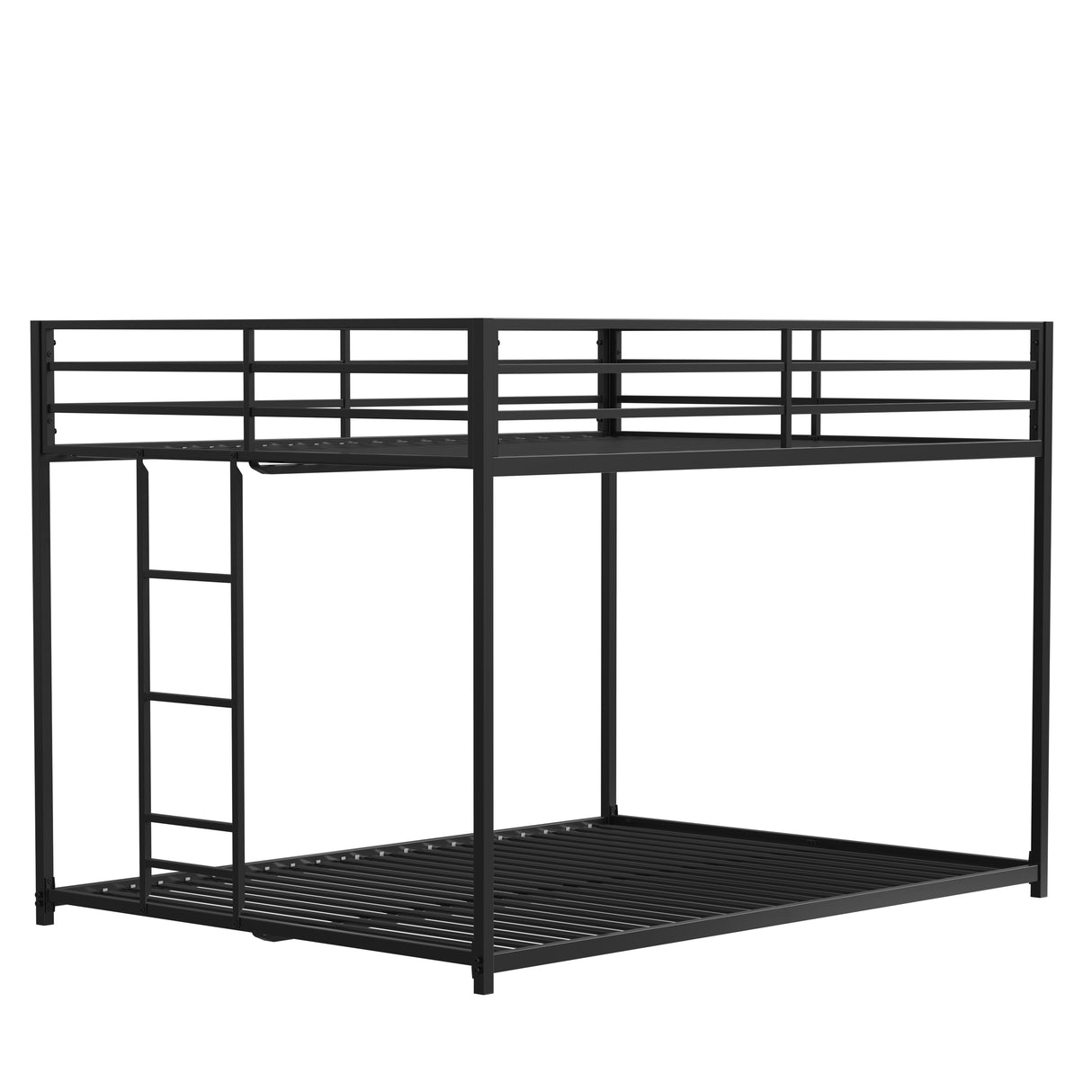 Full Over Full Metal Bunk Bed Frame With Guardrails And Ladder