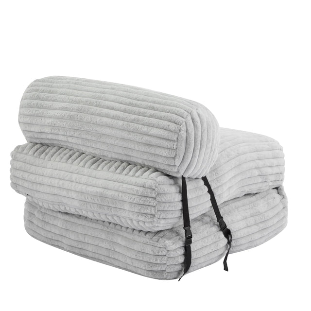 Soft Foldable Light Gray Faux-Fur Bean Bag Lounge Chair - Omega Lifestyles