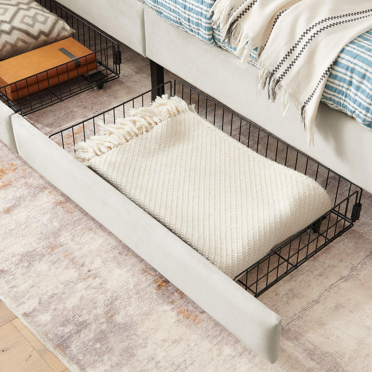 Twin Velvet Upholstered Platform Bed Frame With Storage - Omega Lifestyles