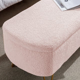 Pink Faux Fur Upholstered Storage Bench With Gold Legs - Omega Lifestyles