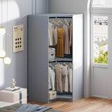 Polygon Corner Space-Saving Gray Particle Board Wardrobe - Omega Lifestyles