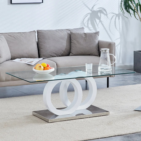 Modern Minimalist Glass Top MDF Coffee Table - Omega Lifestyles
