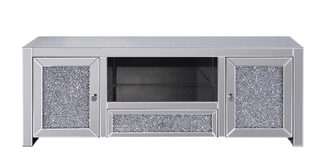 Mirrored Silver Faux Diamonds MDF TV Stand - Omega Lifestyles