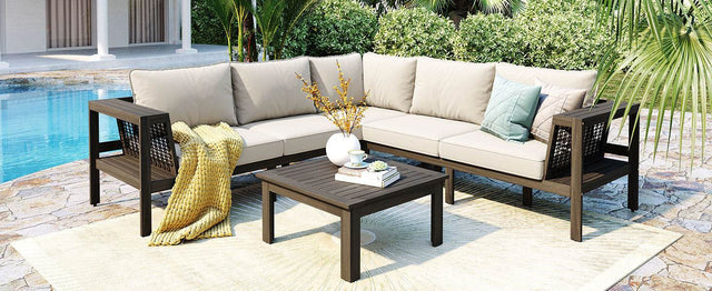 4-Piece Acacia Wood Outdoor Patio Sofa Seating Set - Omega Lifestyles