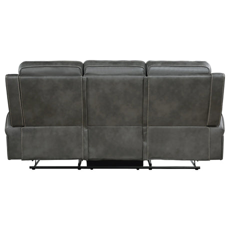 Grey Upholstered Manual Reclining Plush Foam Sofa - Omega Lifestyles