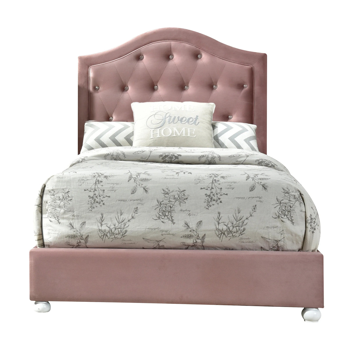 Twin Pink Fabric Upholstered Bed Frame - Omega Lifestyles