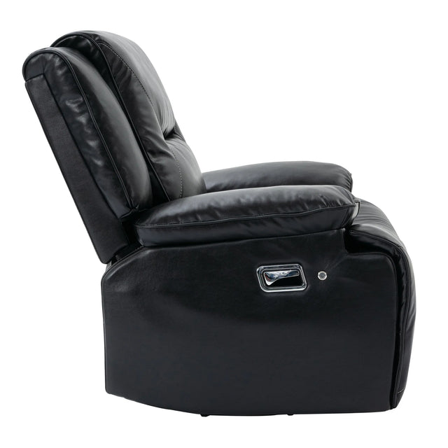 Manual Black Leather Gel Recliner Chair With LED Light Strip - Omega Lifestyles