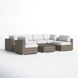 6-Seater Mixed Gray Rattan Wicker Outdoor Sectional Set - Omega Lifestyles