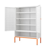 Modern White Metal Adjustable Shelf Shoe Cabinet - Omega Lifestyles