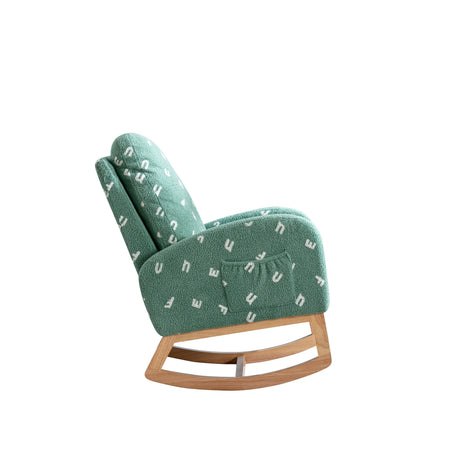 Green Boucle Foam Nursery Rocking Chair With Side Pocket - Omega Lifestyles