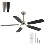 Modern 52-Inch Nickel Dual Color LED Ceiling Fan With Light