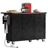Farmhouse Kitchen Island Cart With Power Outlet - Omega Lifestyles