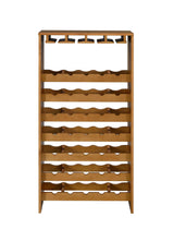 Oak Finish Particle Board Wine Rack With Stemware Holders - Omega Lifestyles