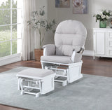 Madison Solid Wood White Glider Chair With Ottoman - Omega Lifestyles