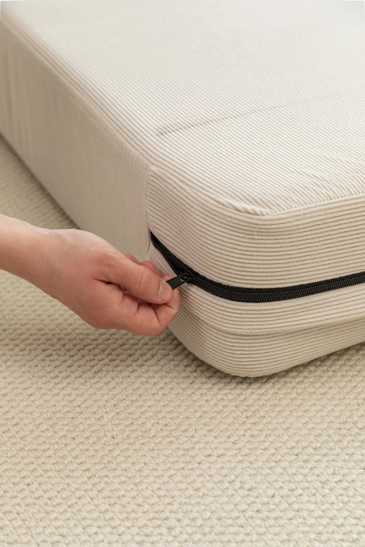 Foldable Corduroy Convertible Sofa Bed With Lumbar Pillow - Omega Lifestyles