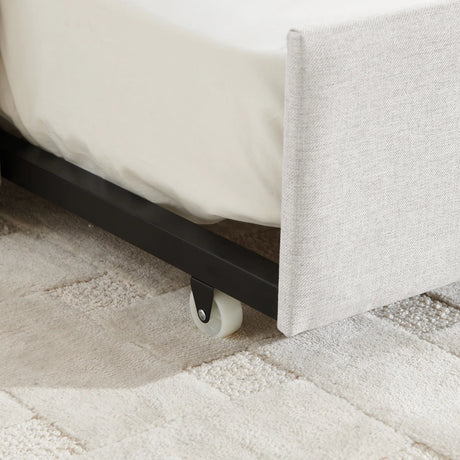 Twin Upholstered Linen Daybed With Functional Trundle - Omega Lifestyles