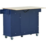 Rolling Mobile Kitchen Island With Solid Wood Top And Storage - Omega Lifestyles