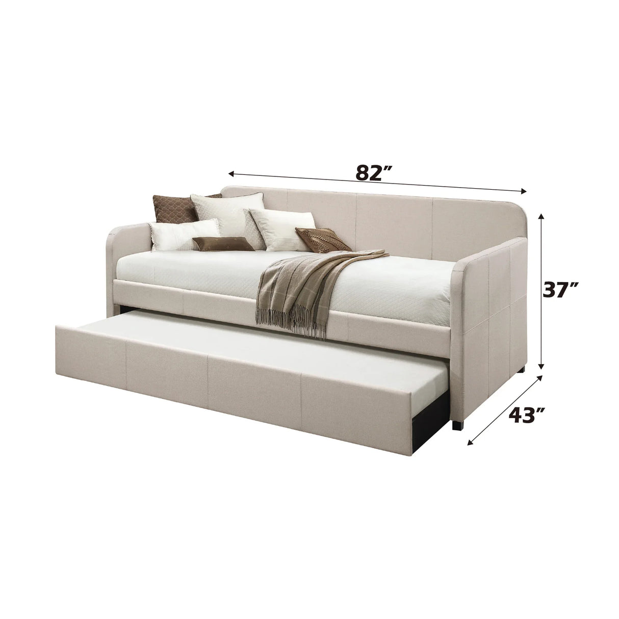 Fog Upholstered Twin Daybed With Roll-Out Trundle - Omega Lifestyles