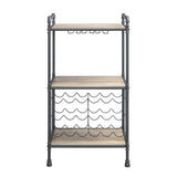 Industrial Three-Tier Metal And Synthetic Wood Wine Rack - Omega Lifestyles