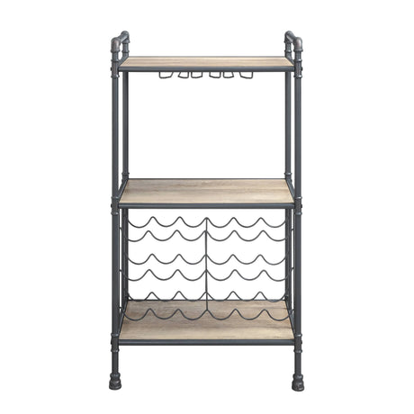 Industrial Three-Tier Metal And Synthetic Wood Wine Rack - Omega Lifestyles