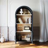Mid-Century Modern Arched 3-Tier Storage Bookcase - Omega Lifestyles