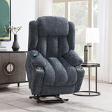 Blue Chenille Power Lift Recliner With Heating Massage - Omega Lifestyles