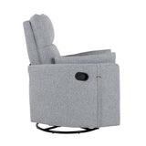 Manual Rocker Swivel Linen Upholstered Recliner Chair With Pillows - Omega Lifestyles